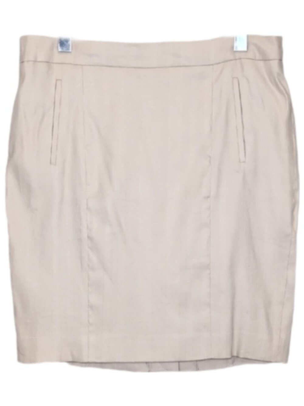 RW&Co. Linen Khaki Pencil Skirt Womens Size 12 Short Above Knee Stretch Beige